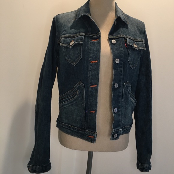 Levi’s Embroidered Denim Jacket Floral Heart‎ Jr Size Large - Picture 3 of 12